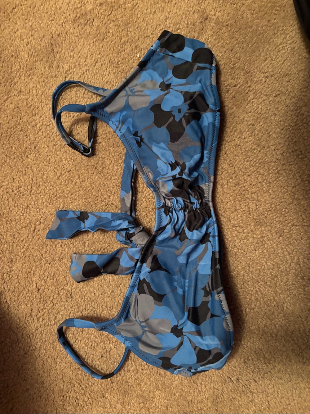 Amazon Essentials Blue Floral-Print' Swim Top
